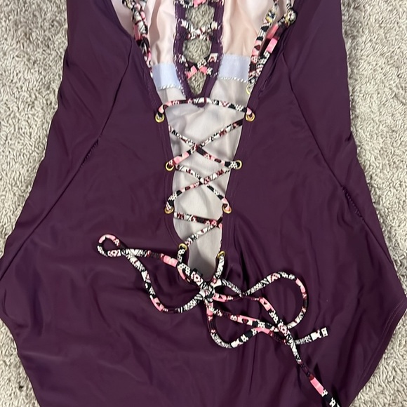 One piece bathing suit - Purple lace up - Picture 4 of 4